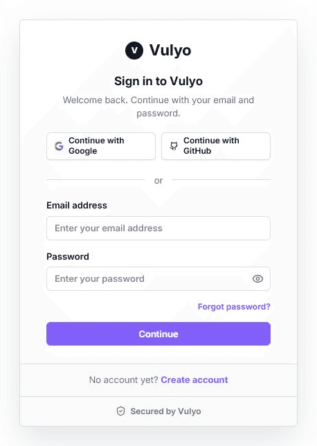 Vulyo SignIn authentication component